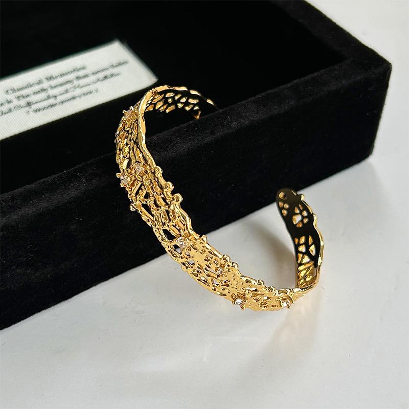 YEAHLOVE Vintage Woven Open Cuff Statement Bangle | Retro Luxury Jewelry for Everyday Wear, Gifting & Good Fortune