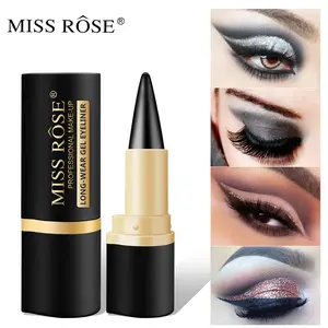 MISS ROSE 2PCS Gel Eyeliner Pencil, Natural Black Eyeliner Cream,  Eye Liner Pencils for  Women , Smoky Eyeshadow Palette , delineador de ojos contra el agua