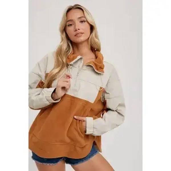 Quarter Zip Color Block Top