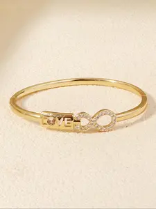 Simple Style Infinity Symbol & Rhinestone Decor Cuff Bangle, Fashion Jewelry for Party, Daily Clothing Decor, Trendy All-match & Exquisite Jewelry for Birthday Gift