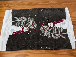 Snowman Guest Towel from Unknown -  Linens (Cotton Kitchen Linens, Traditional, Rustic, Brown, White, Red)