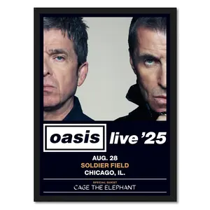Oasis Live ’25 Poster Chicago Concert Tour 2025 Wall Art Print