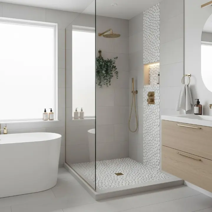 Timor White 12" x 12" Interlock Pebble Tile