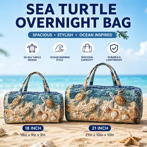Sea Turtle Quilted Duffel Bag | Large Capacity Travel & Gym Tote