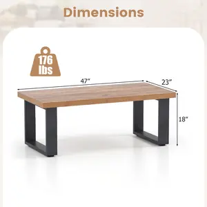 COSTWAY - 47 inch Farmhouse Style Rustic Coffee Table with Thickened Tabletop and Natural Wood Texture-Oak