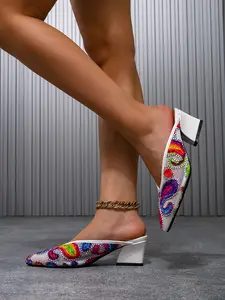 New Comfortable Breathable Mesh Embroidered High Heel Sandals, Fashionable Casual High Heel Shoes, Daily Wear Women's Sandals