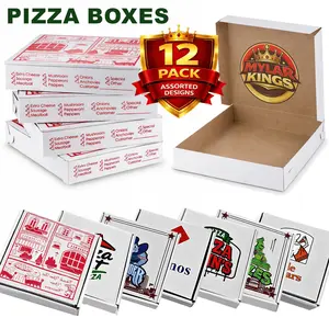 12 Pack Pizza Shaped Storage Pouches & Boxes Set – Assorted Designs