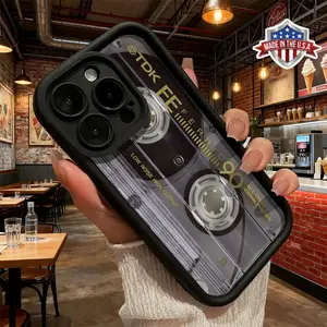 Retro Cassette Pattern Silicone Soft Phone Case For iPhone 17 16 15 14 13 12 11 Pro Max Plus Air Airbag Plating Back Cover Unique Gift For Christmas Birthday