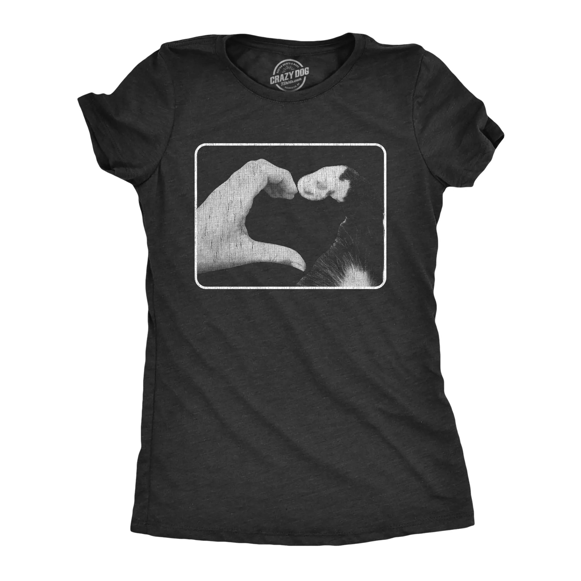 Womens Hand Paw Heart T Shirt Funny Cute Kitten Feline Lovers Tee for Ladies Funny Womens T Shirts Cute Vintage Fashion Casual Ladies T-Shirt Gift Funny Cat Top Women's Novelty Tees Black -