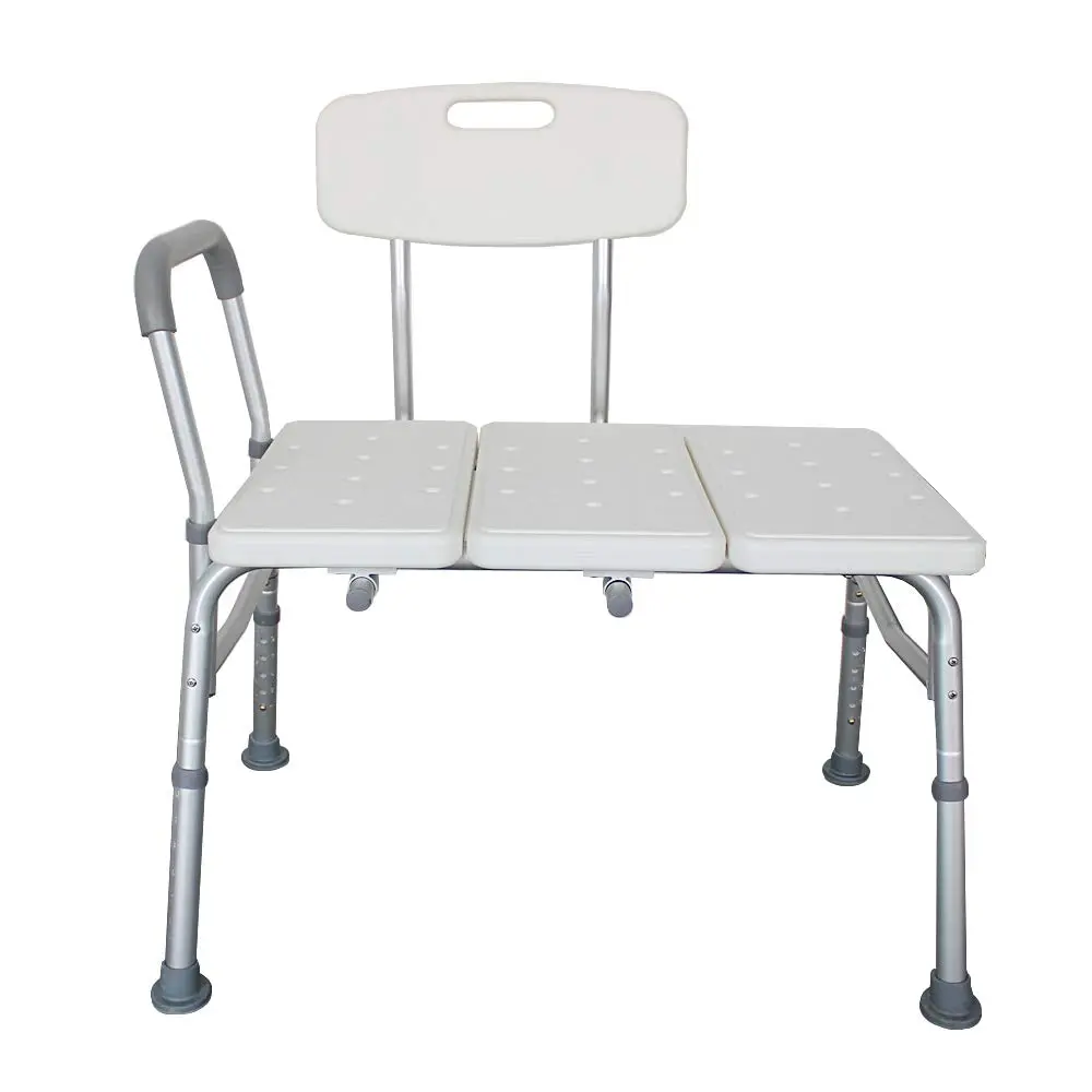 Heavy Duty Tub Transfer Bench, Anti-Rust Aluminium Alloy Bath Seat with 10-Level Adjustable Height, Backrest, Armrest, and Anti-Slip Rubber Tips, 330 lbs Capacity, 32 X 20.04 X 32~36.0", 1.35Mm Thick Foot Tube