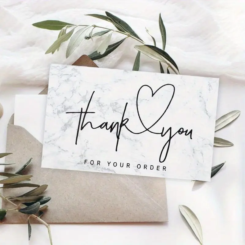 100 marble Thank You cards, simple and advanced handwritten design, literary and practical texture, suitable for all kinds of thank you occasions exquisite greeting cards