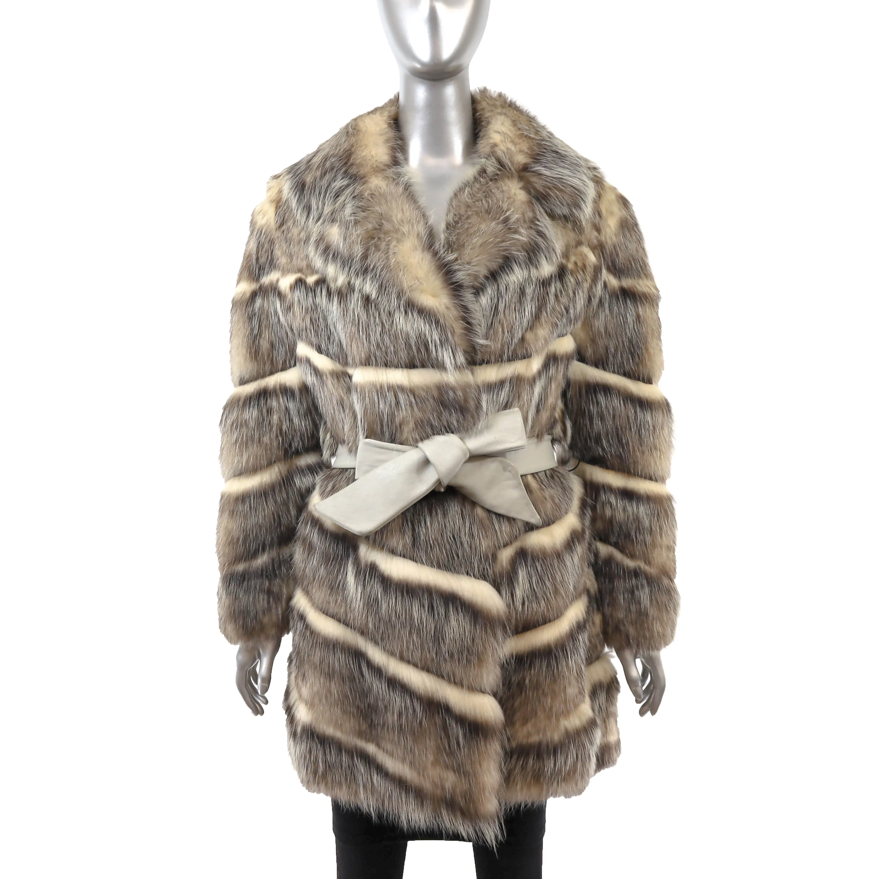Raccoon Jacket with Leather Insert- Size M
