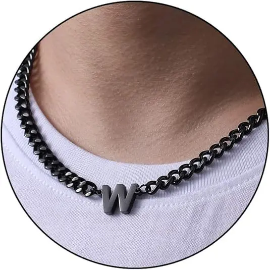 W letter necklace (black)