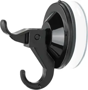 Audend 5 Pack No Drill No Damage Wall Hooks Hanger, Multi-Purpose Suction Cup with Adhesive Pads Modern Dual Hooks Holder, No Tools Required