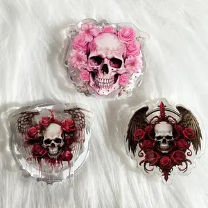 Gothic Punk Retro Skull Magnetic Adhesive Phone Grip, Gift for Book Lovers, Bookish Gifts for Readers,Bookish Merchandise, Kindle Stand sticky Spooky Baby mount Magsafe Library Card Flower-Shaped Multi-Functional holder Universal Car Bat accessories