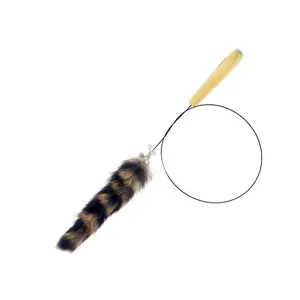 Realistic Raccoon Tail Cat Teaser - Furry Plush Cat Wand Toy with Lifelike Texture - Instinct-Driven Hunting Play for Cats & Kittens