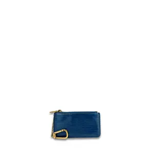 Pre-owned Louis Vuitton Leather Small Leather Goods Blue Epi Key Pouch