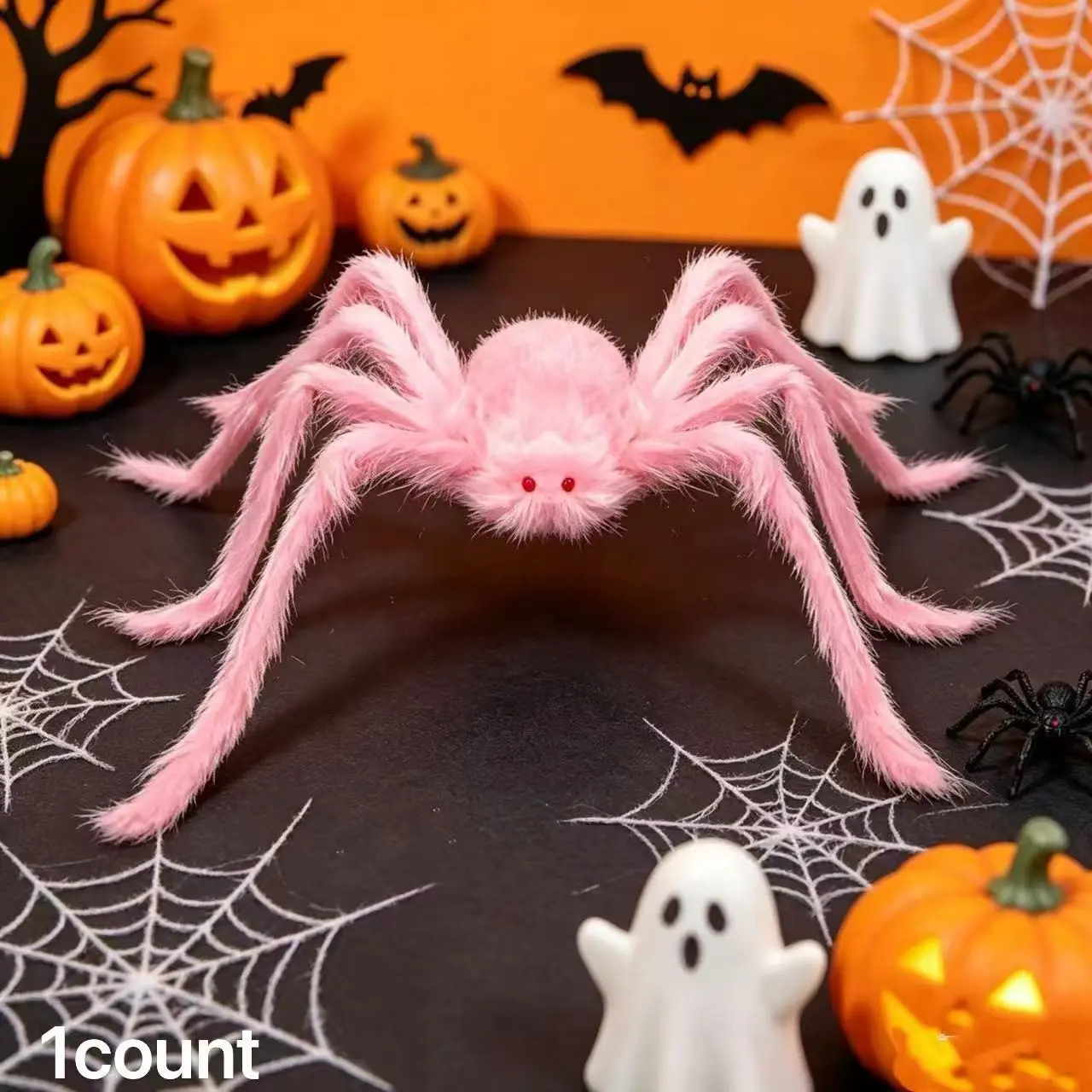 Spider Decoration for Halloween, Plush Realistic Soft Spooky Spider, Outdoor Indoor Yard Haunted House Porch Party Decor, Large Spider