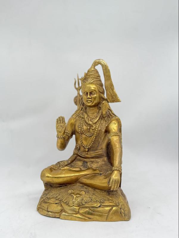 Mahadev Golden Shine Two Sizes Pure Brass Statue for Home Decor and Spiritual Practice High-Quality Brass Material