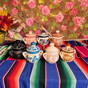 Azucarera Relieve Cielito Lindo,rosa,azul turquesa,azul cobalto,negro,blanco,color mamey y natural con blanco  (Set 1 Piece). Kitchen