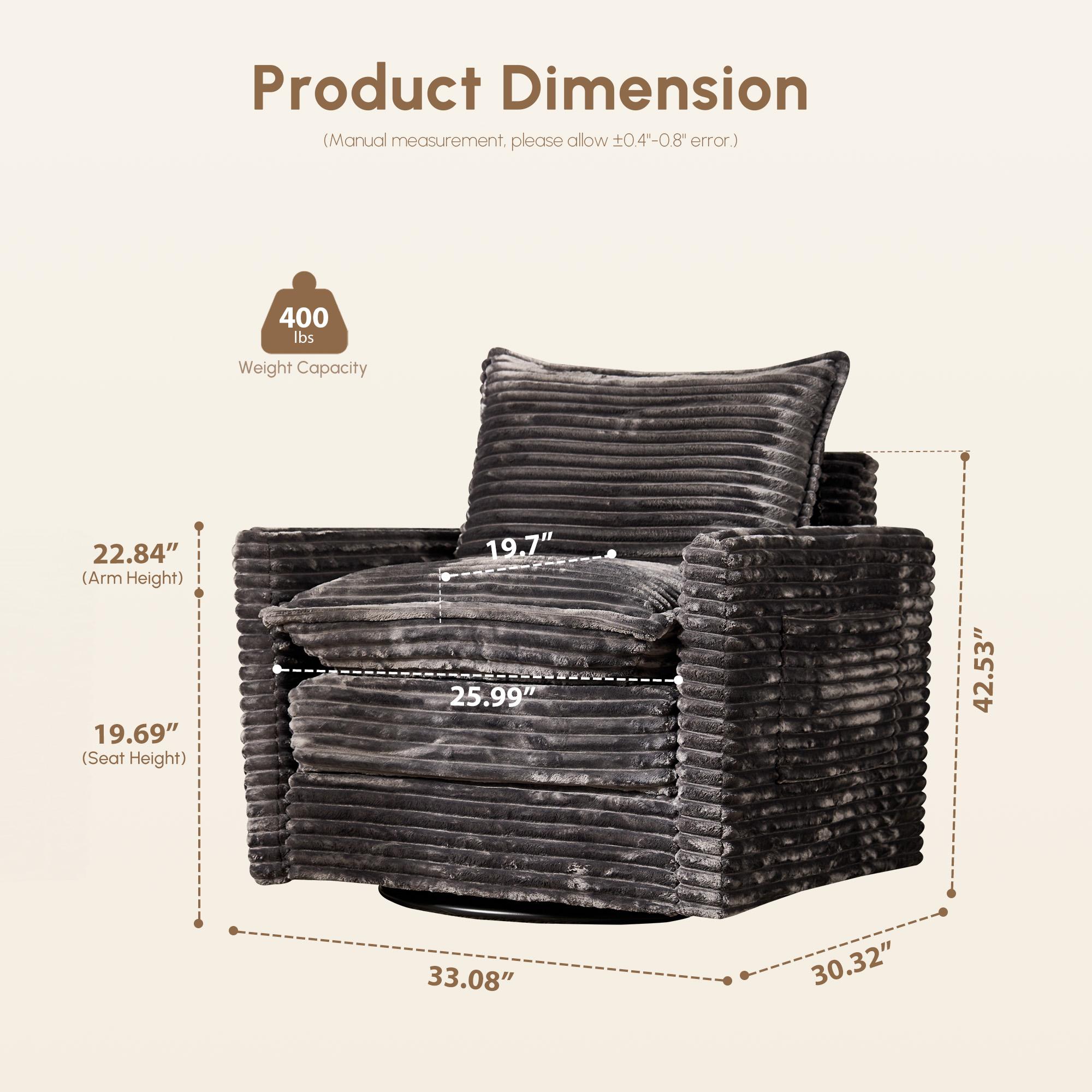 Swivel Accent Chair, 360° Swivel Chair, Modern  Swivel Armchair for Living Room Bedroom Apartment,Easy Assembly