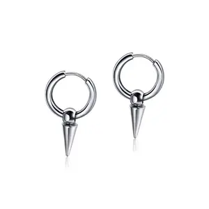 Oufer Dangle Spike Punk Clicker Earrings 2PCS 316L Stainless Steel