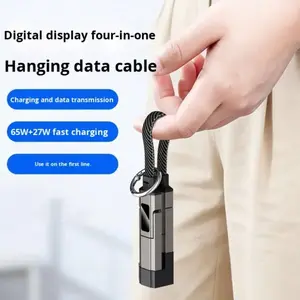 Super Fast Charging Four-In-One Keychain Data Line Intelligent Lanyard, USB-C PD Type C Quick Charge Cable, Portable Charger Accessory
