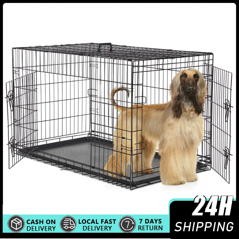 Dog Crate Dog Kennel Cage with Double Door,36 inch Folding Metal Wire Dog Cage with Removable Tray&Divider Panel,Pet Crate for Medium Dogs,Black og Crate with Double Doors - Enhanced Metal Foldable Pet Cage with Divider Panel & Removable Tray tiktokshopsp