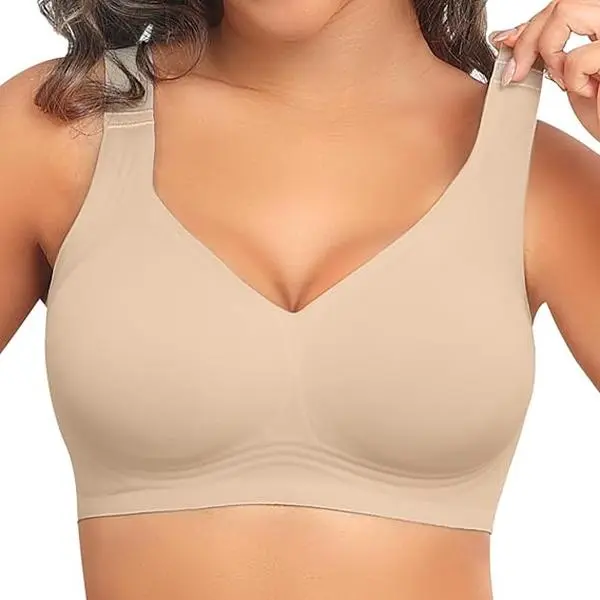 VQJ Women's Wire-Free Jelly Strip Bra, Full Coverage, 360° Lift & Separation, Seamless Back, Plus Size Friendly