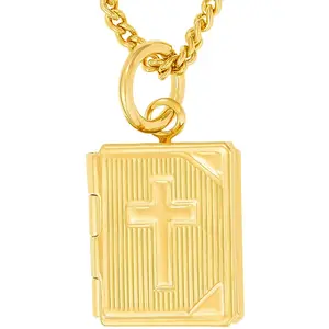 LIFETIME JEWELRY Bible Locket Necklace That Holds Pictures with 20X More 24k Plating Than Other Photo Lockets - Religious Charm Necklace for Women and Men