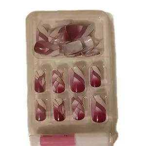 24pc (1 set) Random Press On Nails Stylish square Shape Mixed Color Glossy Finish Middle Length Ideal for Women and Nail Art Essentials Glamorous Look Rhinestone Embellishments False Nails for Manicure