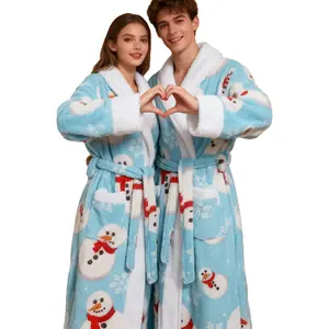280g Printed Bathrobe - Hoodless Couple Style Red Santa Claus Design for Cozy Comfort eeyore  onesie aerie plus  size  girl