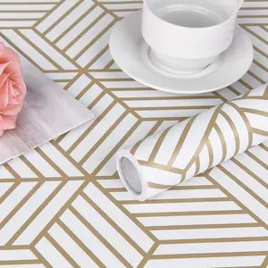 Geometric Hexagon Pattern Wallpaper, Decorative Wallpaper, Removable Self Adhesive Wallpaper, Vinyl Film Shelf Paper & Drawer Liner Roll for Home Use