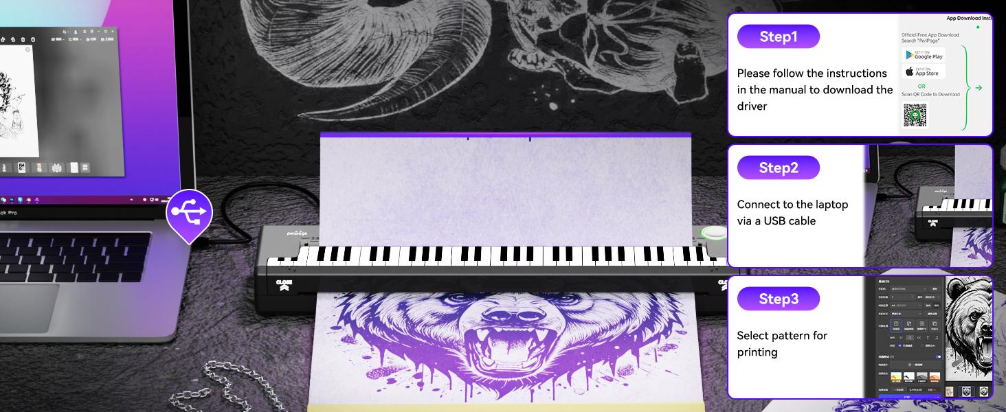 Tattoo Stencil Printer – Pino Wireless  Compact Thermal Tattoo Machine with Inkless Technology, 10pcs Transfer Paper, Compatible with Phone, Tablet & PC,Tattoo Supplies for Tattoo Artists & Beginners