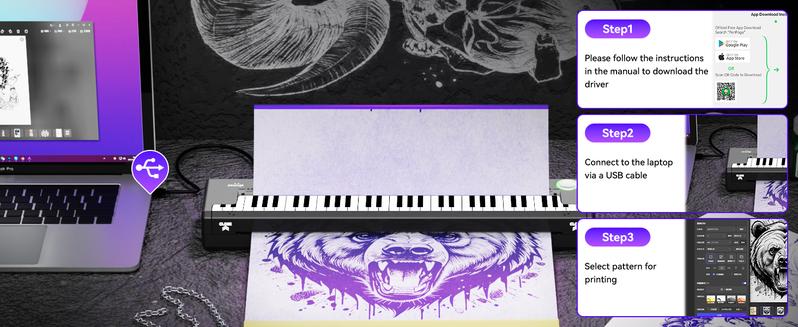 Tattoo Stencil Printer – Pino Wireless  Compact Thermal Tattoo Machine with Inkless Technology, 10pcs Transfer Paper, Compatible with Phone, Tablet & PC,Tattoo Supplies for Tattoo Artists & Beginners