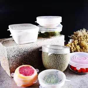 6pcs Stretchable Silicone Food Covers, Transparent Round Sealed Lids for Refrigerator & Microwave, Dust-Proof Freshness Preservation Set