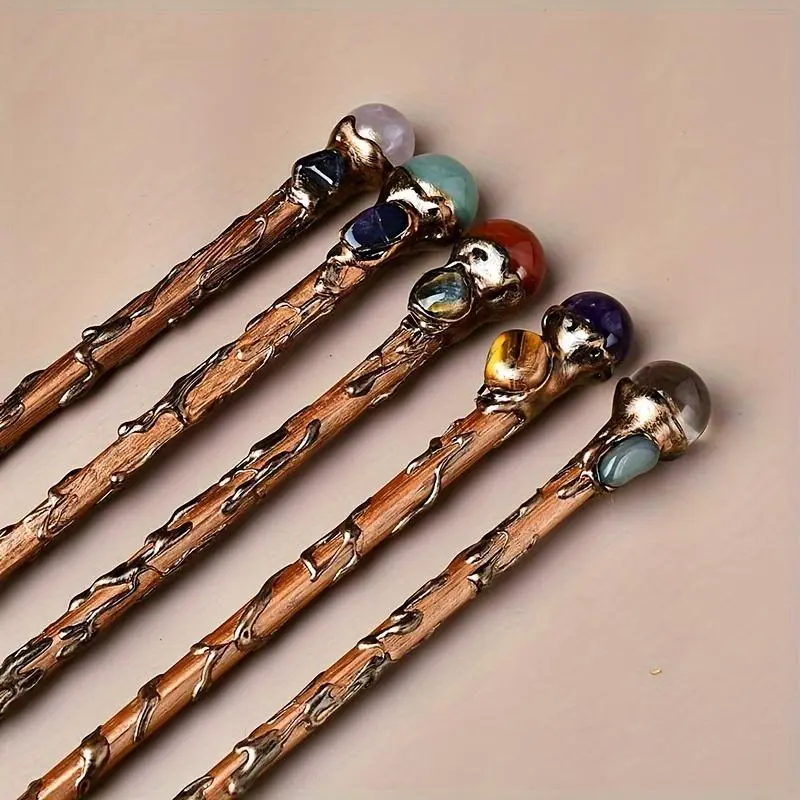 Artificial Crystal Ball Wand, Handmade Wooden Magic Wand, Witch Cane, Magical Cosplay Costume Props, Halloween Party Decoration Photography Props, Stage Performance Accessories, Ornaments, Party Supply, Party Accessory