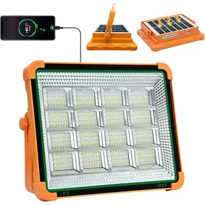 100WSolar LED Rechargeable Work Light,2400mah Battery Powered Worklight with 5 Modes,IP66 Waterproof  for Outdoor, Car Repairing