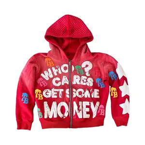 Y2K Zip Up Hoodie Letter Print  Graphic Grunge Hooded  Sweatshirt Jacket  Retro Y2k Clothing