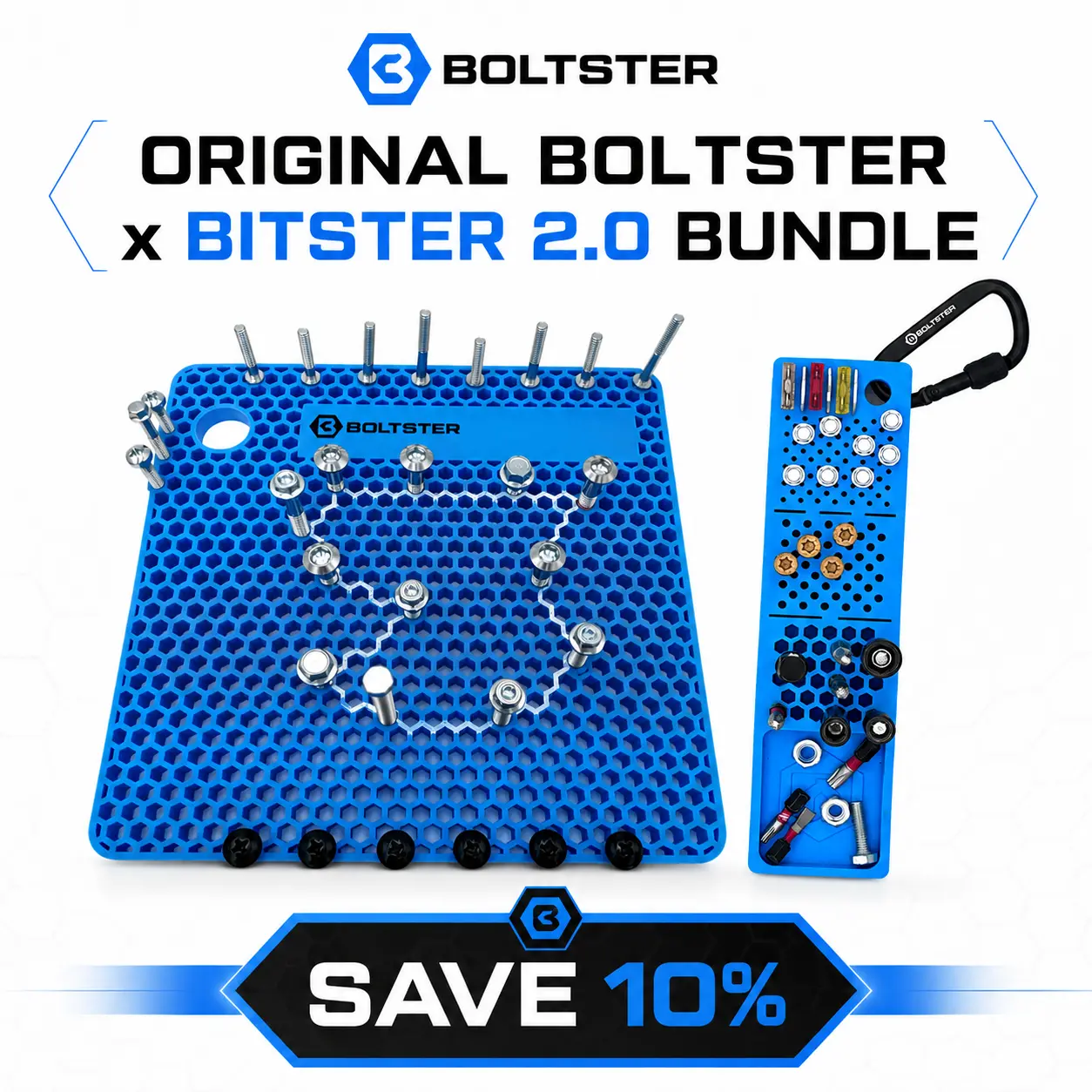 Boltster Original Boltster x Bitster 2.0 Bundle | Premium Silicone Fastener & Bit Organizer Set | Save 10% Bundle Deal | Heat Resistant to 500°F | Chemical Resistant | Perfect for Mechanics, Technicians, DIYers & Trade Professionals