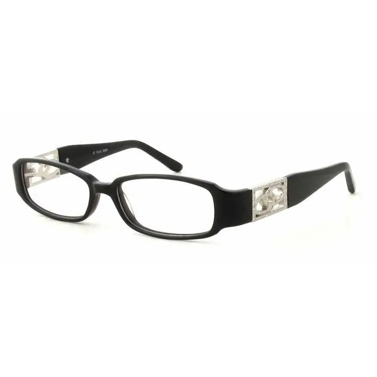 Calabria Viv Designer Unisex Acetate Eyeglasses 693, Black, Progressive Prescription Glasses with Original Lens, Rectangle Bodytype