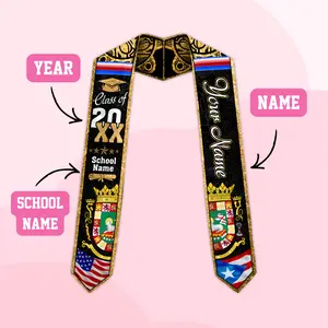 Personalized Puerto Rico Graduation Gift Stole, Puerto Ricans Flag Graduation Sash 2026