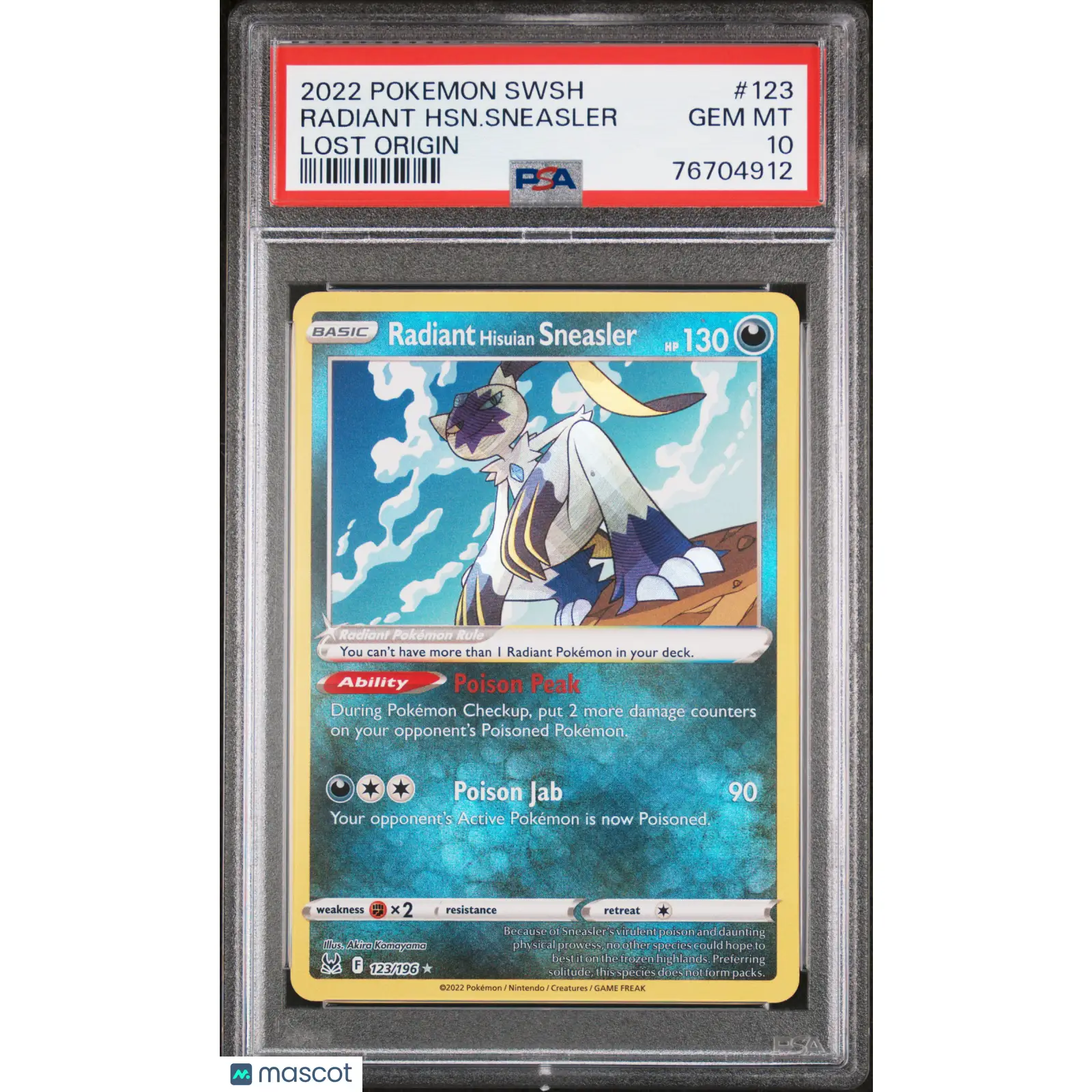 PSA 2022 Pokémon TCG Radiant HSN. Sneasler #123 10