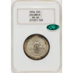 Commemorative Silver (1936 50C Columbia PDS Set, MS CAC)