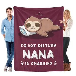 Funny Nana Gifts for Mothers Day, Nana is Charging Sloth Blanket, Nana Birthday Gifts, Gifts for Nana from Grandkids for Mothers Day Christmas, Soft Sloth Throws Blankets for Nana 60"X50"