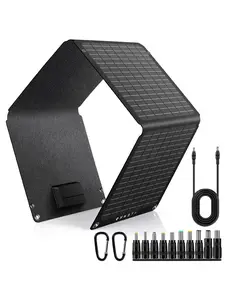 30W Portable Solar Powered Charging Board, USB Type-C Dual Output Solar Panel with Hooks, Detachable Photovoltaic Panel for Phone Charging