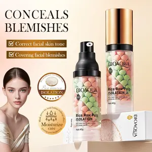 BIOAQUA Rice Raw Pulp 3-Color Isolation Cream Color-Correcting Hydrating Oil-Control Primer for Dull Skin with Multi-Color Capsules & Rice Extract