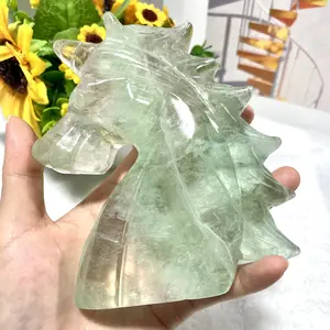 IG Crystal 1 Count Fluorite Laughing Unicorn Crystal Carving Healing Stones Natural Stone Chakra Balancing Reiki Home Office Decor