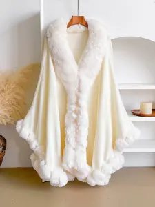 Women's Elegant Faux Fur Shawl Wrap, Soft Warm Shawl, Ideal for Air-Conditioned Rooms, Warm and Comfortable for Home and Parties, Fall & Winter Fashion