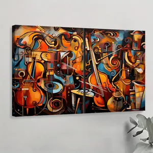 1Pc Framed Canvas Wall Art Poster  Abstract Music Canvas Wall Art Orchestra Music Room Decor Music Abstract Print Colorful Large Wall Art Housewarming Gift